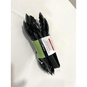 Winco 6-Pack Black Polycarbonate Scalloped Edge Tongs